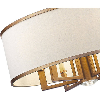 Antiqued Gold Seven Light Metal Dimmable Chandelier With Shades HomeRoots