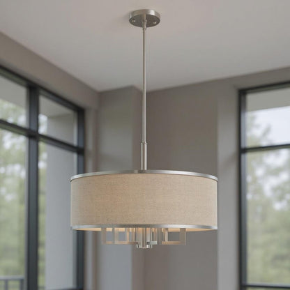 Nickel Seven Light Metal Dimmable Chandelier With Shades HomeRoots