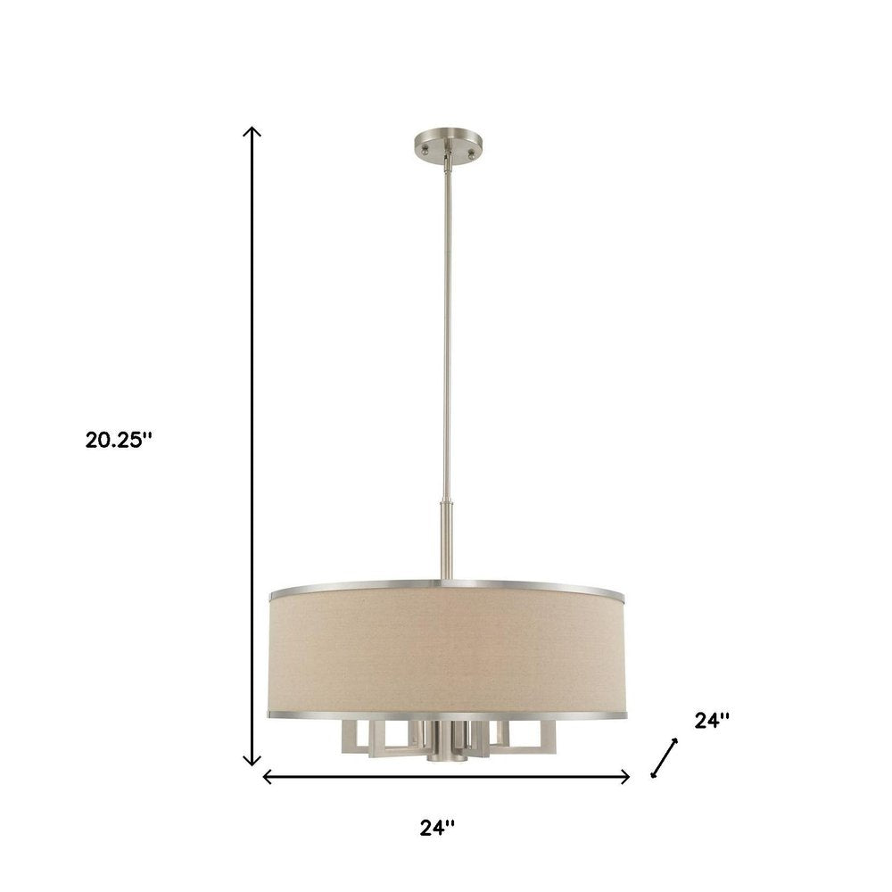 Nickel Seven Light Metal Dimmable Chandelier With Shades HomeRoots