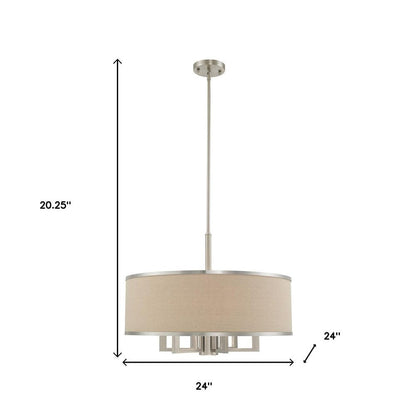 Nickel Seven Light Metal Dimmable Chandelier With Shades HomeRoots