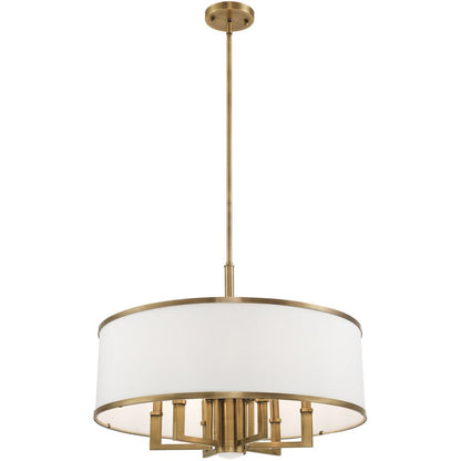 Antiqued Brass Seven Light Metal Dimmable Chandelier With Shades HomeRoots