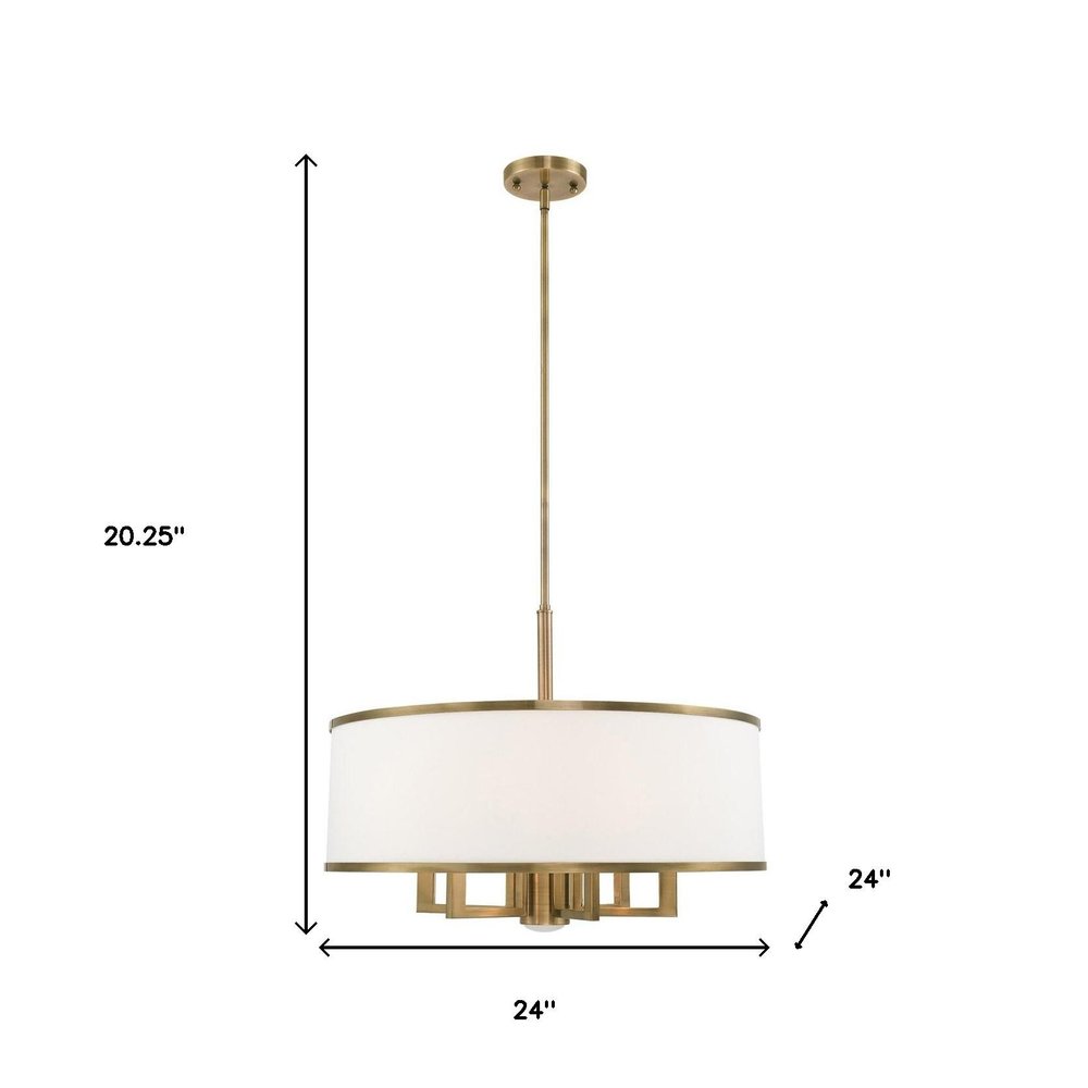 Antiqued Brass Seven Light Metal Dimmable Chandelier With Shades HomeRoots