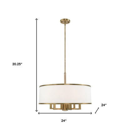 Antiqued Brass Seven Light Metal Dimmable Chandelier With Shades HomeRoots