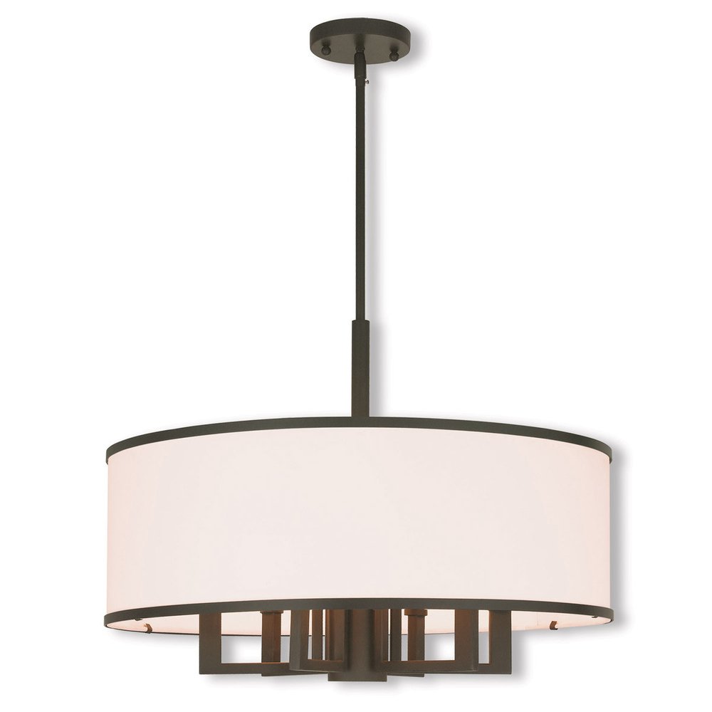 Bronze Seven Light Metal Dimmable Chandelier With Shades HomeRoots