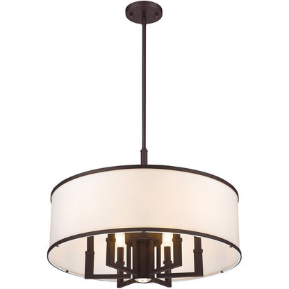 Bronze Seven Light Metal Dimmable Chandelier With Shades HomeRoots
