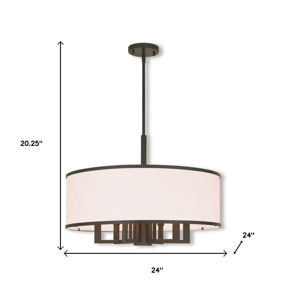 Bronze Seven Light Metal Dimmable Chandelier With Shades HomeRoots