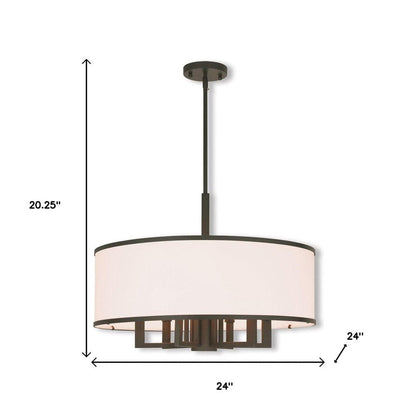 Bronze Seven Light Metal Dimmable Chandelier With Shades HomeRoots