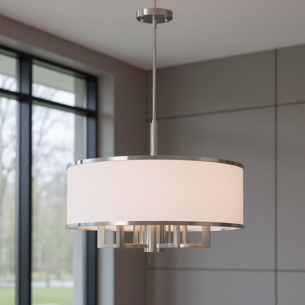 Nickel Six Light Metal Dimmable Chandelier With Shades HomeRoots