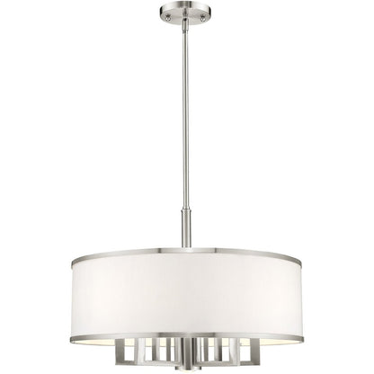 Nickel Six Light Metal Dimmable Chandelier With Shades HomeRoots