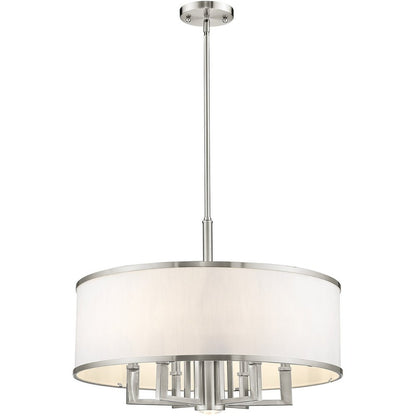 Nickel Six Light Metal Dimmable Chandelier With Shades HomeRoots