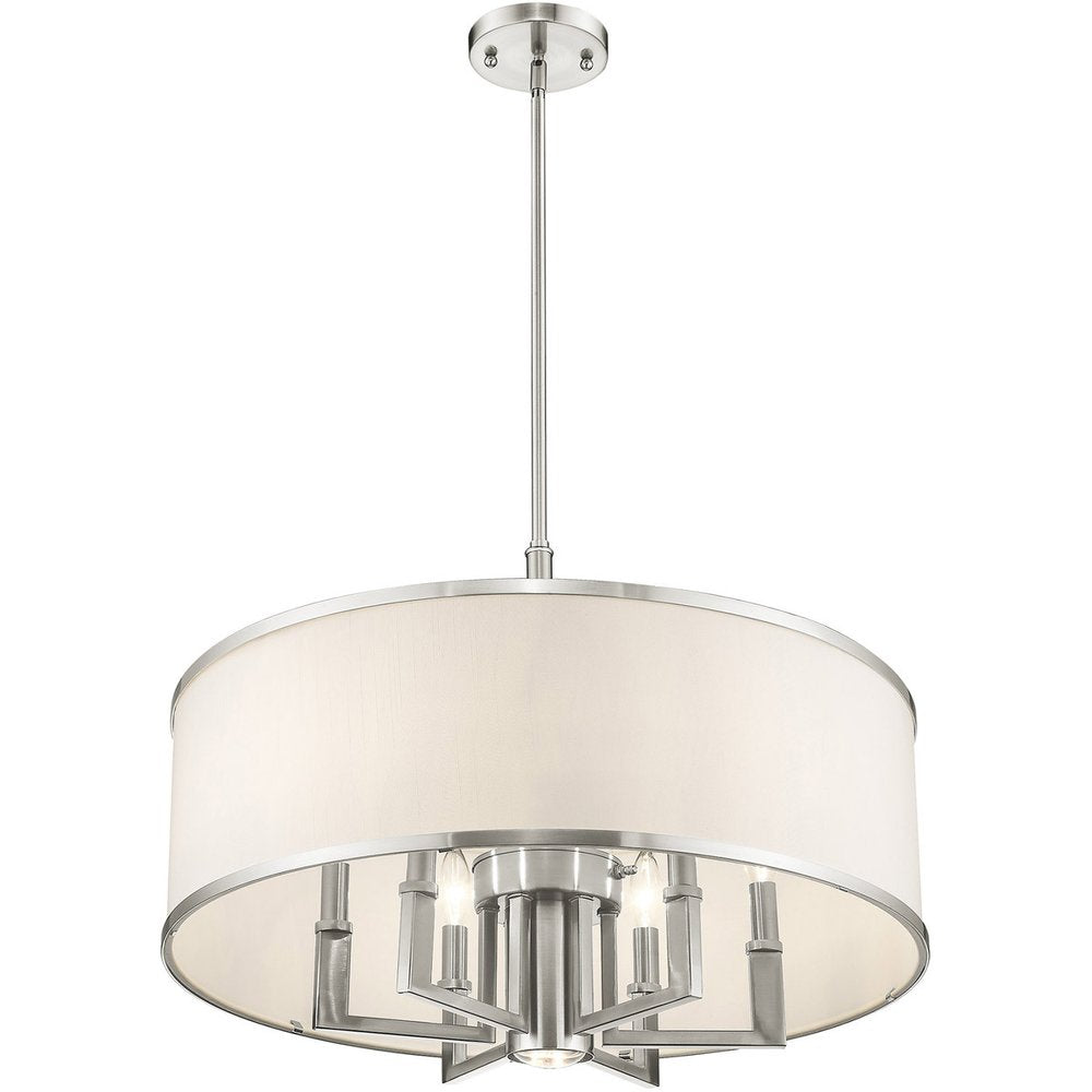 Nickel Six Light Metal Dimmable Chandelier With Shades HomeRoots