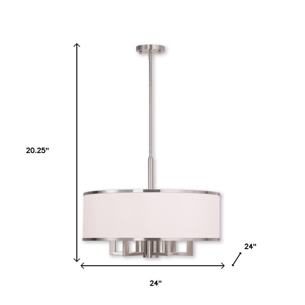 Nickel Six Light Metal Dimmable Chandelier With Shades HomeRoots