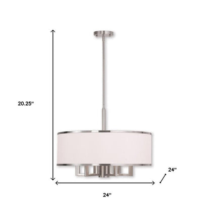 Nickel Six Light Metal Dimmable Chandelier With Shades HomeRoots