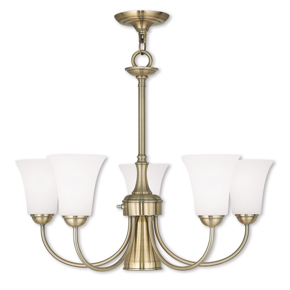 Antiqued Brass Six Light Metal Dimmable Chandelier With Shades HomeRoots