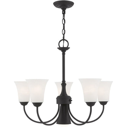 Black Six Light Metal Dimmable Chandelier With Shades HomeRoots