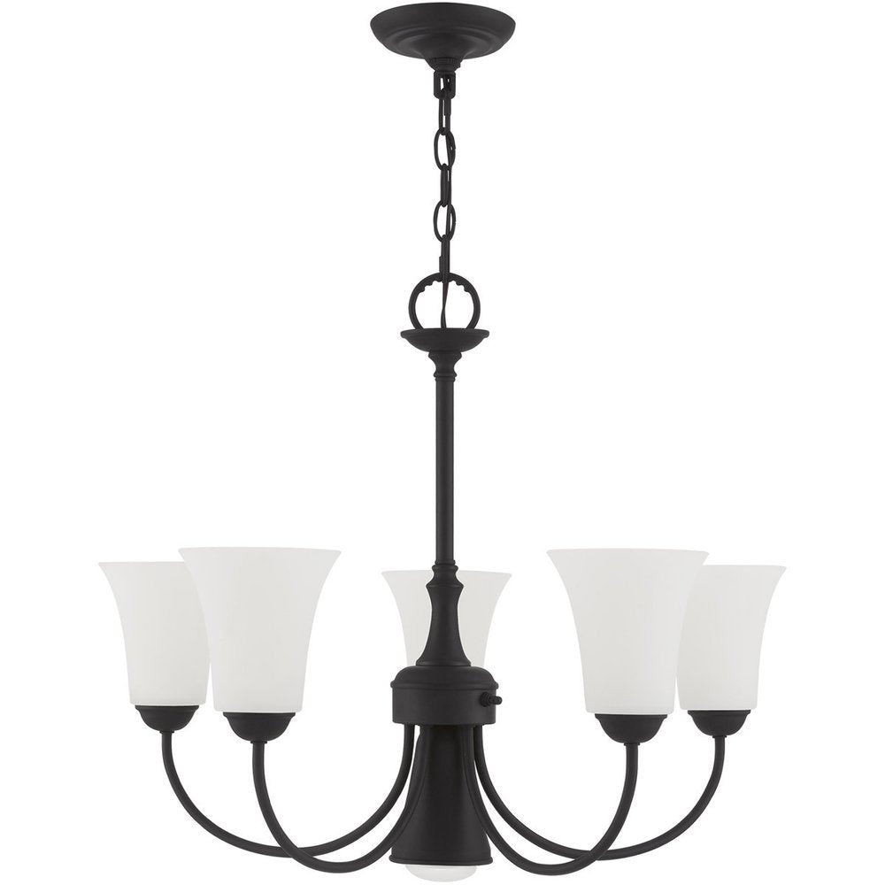 Black Six Light Metal Dimmable Chandelier With Shades HomeRoots