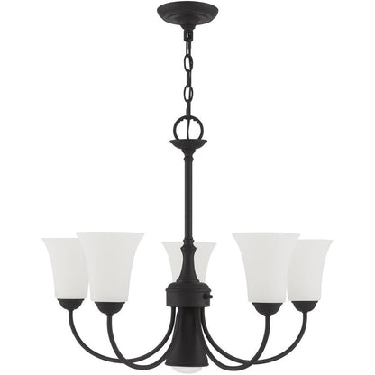 Black Six Light Metal Dimmable Chandelier With Shades HomeRoots