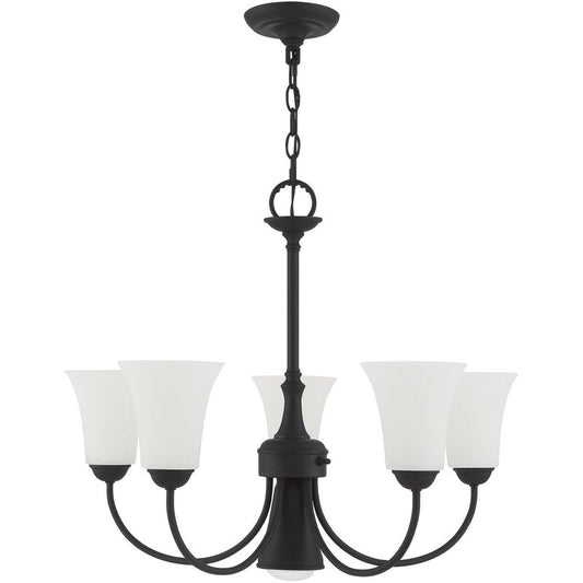 Black Six Light Metal Dimmable Chandelier With Shades HomeRoots