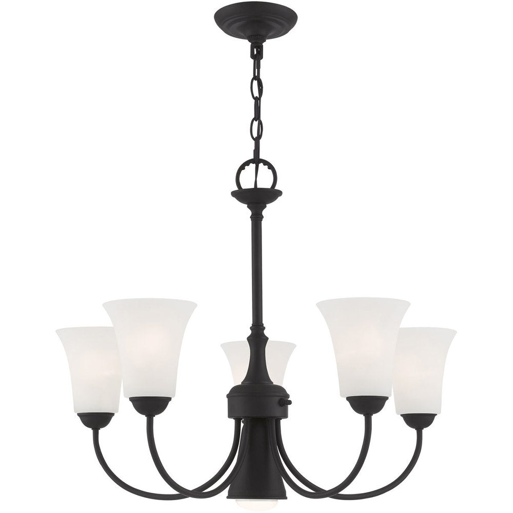 Black Six Light Metal Dimmable Chandelier With Shades HomeRoots