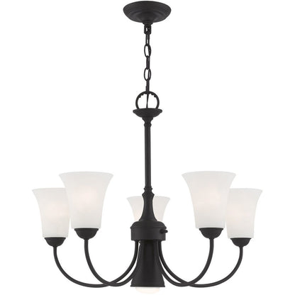 Black Six Light Metal Dimmable Chandelier With Shades HomeRoots