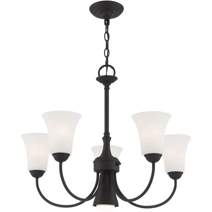 Black Six Light Metal Dimmable Chandelier With Shades HomeRoots