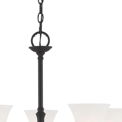 Black Six Light Metal Dimmable Chandelier With Shades HomeRoots