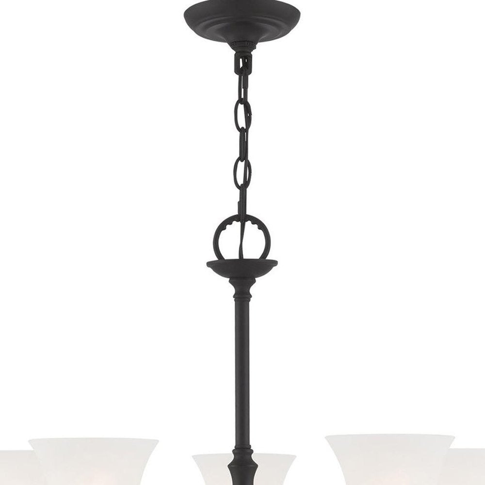 Black Six Light Metal Dimmable Chandelier With Shades HomeRoots