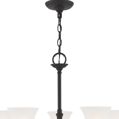 Black Six Light Metal Dimmable Chandelier With Shades HomeRoots
