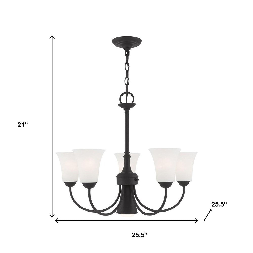 Black Six Light Metal Dimmable Chandelier With Shades HomeRoots
