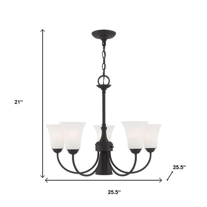 Black Six Light Metal Dimmable Chandelier With Shades HomeRoots