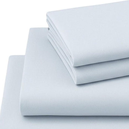 Four Piece Light Blue Cotton Queen Sheet Set HomeRoots