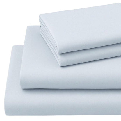 Four Piece Light Blue Cotton Queen Sheet Set HomeRoots