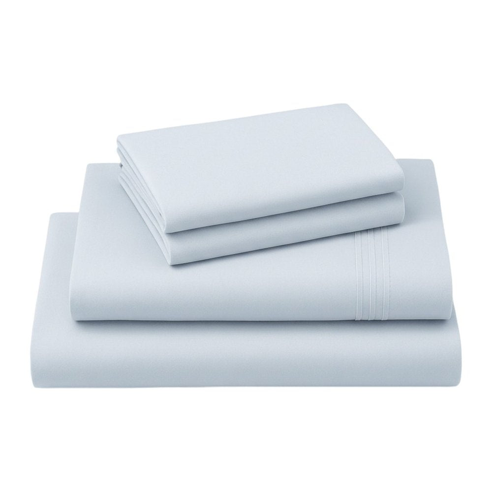 Four Piece Light Blue Cotton King Sheet Set HomeRoots