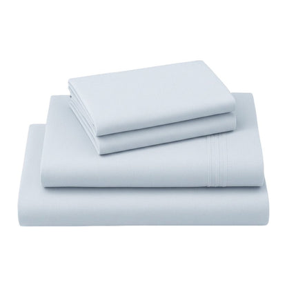 Four Piece Light Blue Cotton King Sheet Set HomeRoots