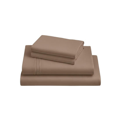 Four Piece Light Brown Cotton Queen Sheet Set HomeRoots