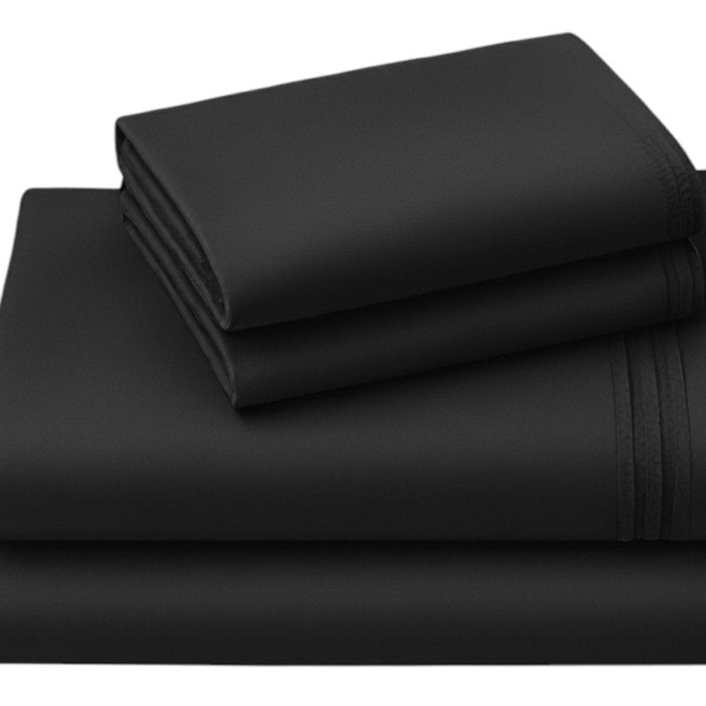 Four Piece Charcoal Cotton Queen Sheet Set HomeRoots