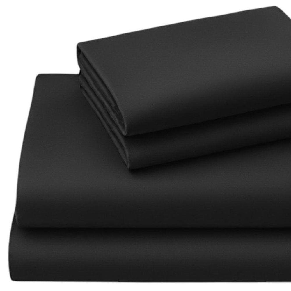 Four Piece Charcoal Cotton King Sheet Set HomeRoots