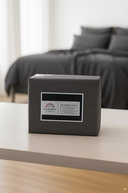 Four Piece Charcoal Cotton King Sheet Set HomeRoots