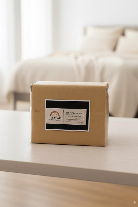 Three Piece Gold Cotton Twin Sheet Set HomeRoots