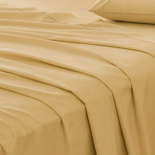 Three Piece Gold Cotton Twin Sheet Set HomeRoots