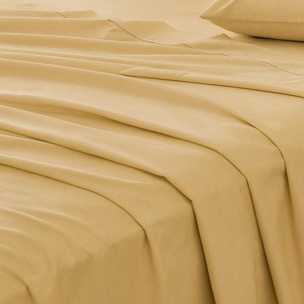 Four Piece Gold Cotton King Sheet Set HomeRoots