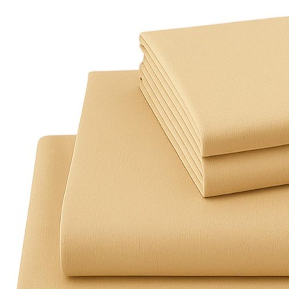 Four Piece Gold Cotton King Sheet Set HomeRoots