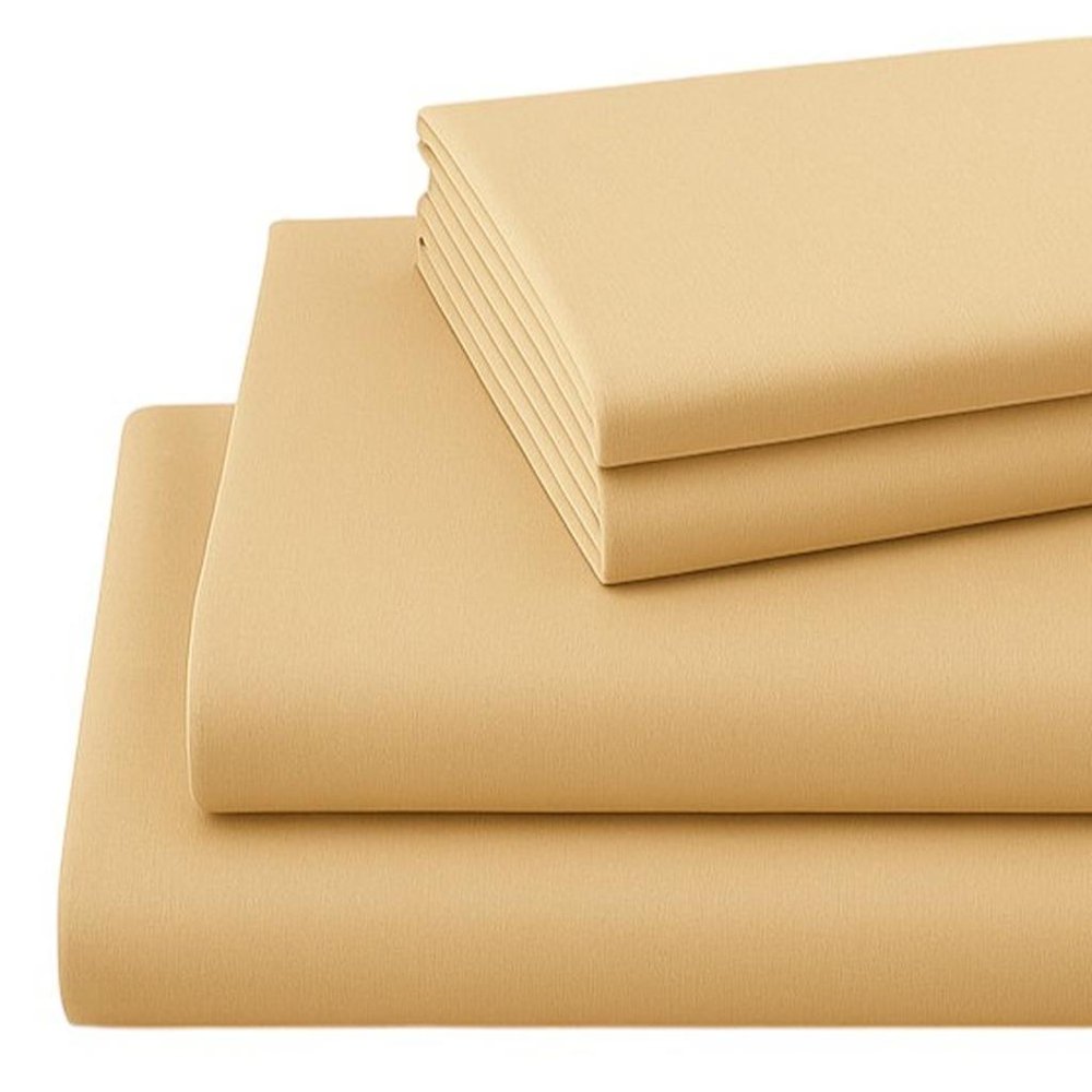 Four Piece Gold Cotton King Sheet Set HomeRoots