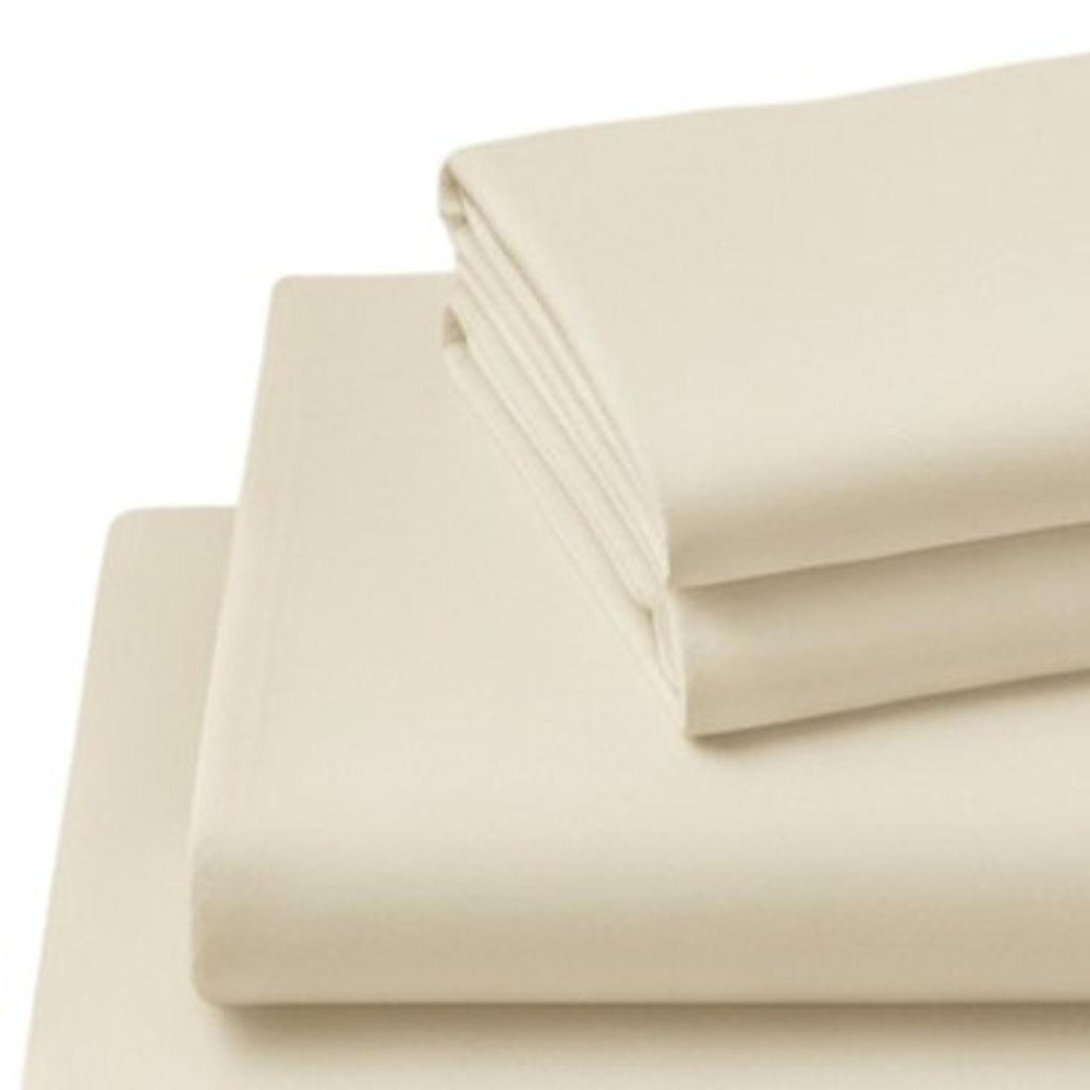 Four Piece Ivory Cotton Queen Sheet Set HomeRoots