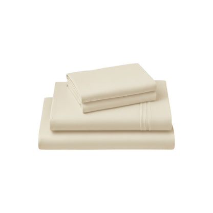 Four Piece Ivory Cotton King Sheet Set HomeRoots