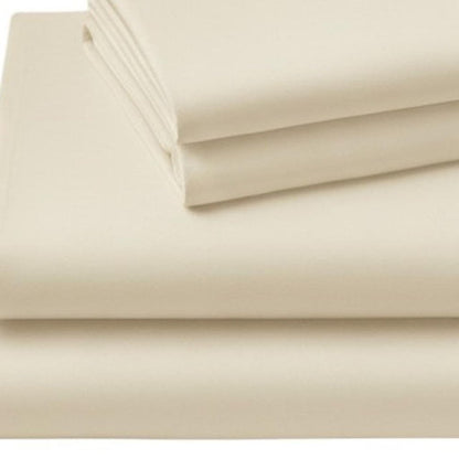 Four Piece Ivory Cotton King Sheet Set HomeRoots