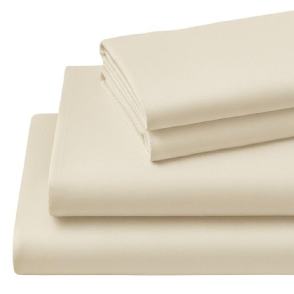 Four Piece Ivory Cotton King Sheet Set HomeRoots