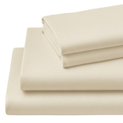 Four Piece Ivory Cotton King Sheet Set HomeRoots