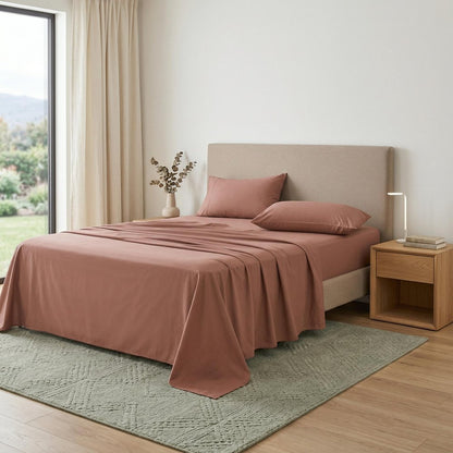 Four Piece Pink Cotton King Sheet Set HomeRoots