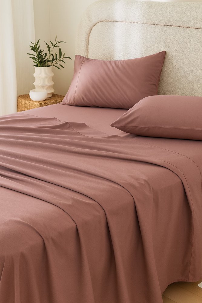 Four Piece Pink Cotton King Sheet Set HomeRoots